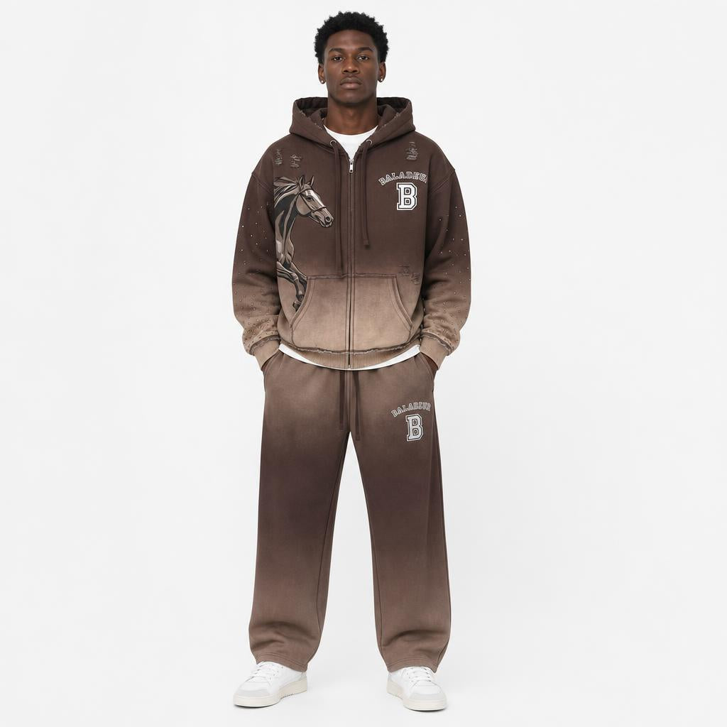 Baladeur Horse Keep Going Sweatpants – Brown Gradient Logo Joggers
