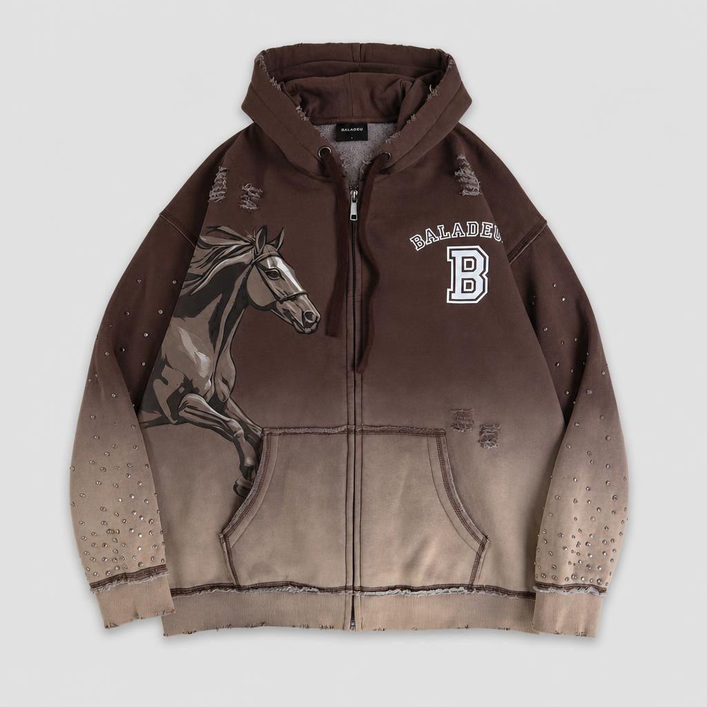 Baladeur Horse Keep Going Collection – Brown Gradient Hoodie