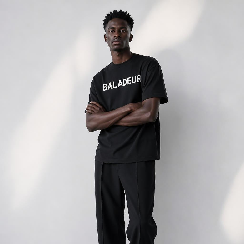 Baladeur Signature Black T‑Shirt – Minimalist Premium Essentials | Unisex Luxury Basics