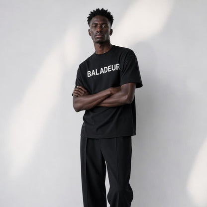 Baladeur Signature Black T‑Shirt – Minimalist Premium Essentials | Unisex Luxury Basics
