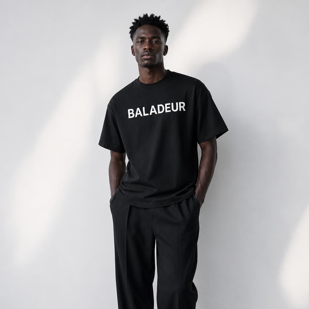 Baladeur Signature Black T‑Shirt – Minimalist Premium Essentials | Unisex Luxury Basics