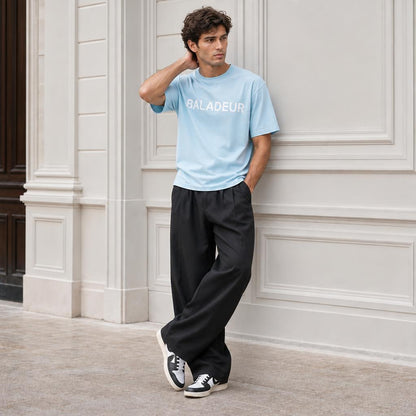 Baladeur Signature T‑Shirt – Light Blue Minimalist Logo Tee