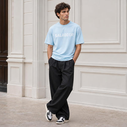 Baladeur Signature T‑Shirt – Light Blue Minimalist Logo Tee