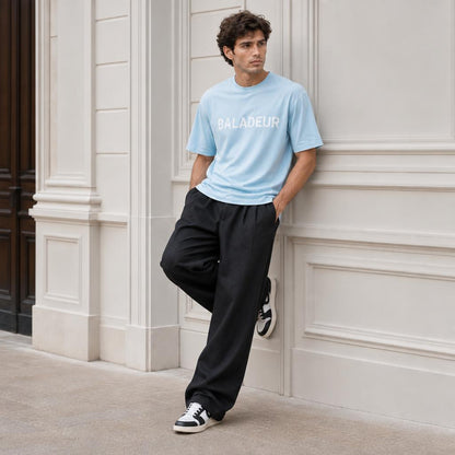 Baladeur Signature T‑Shirt – Light Blue Minimalist Logo Tee