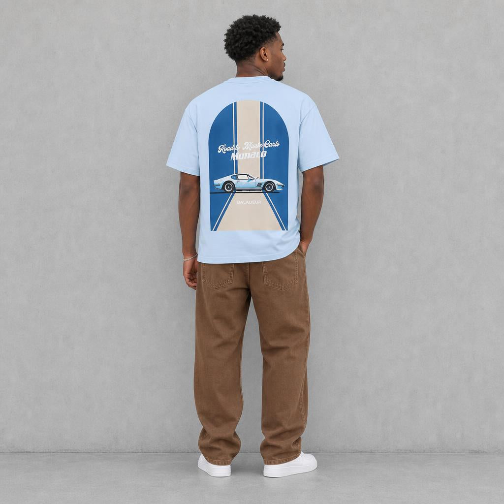 Baladeur Monte‑Carlo Graphic T‑Shirt – Light Blue Retro Motorsport Tee