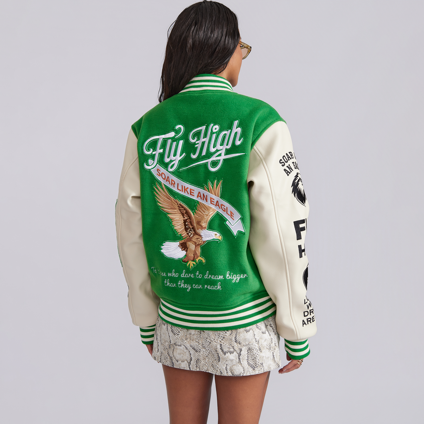 Baladeur Fly High Eagle Varsity Jacket – Green & White