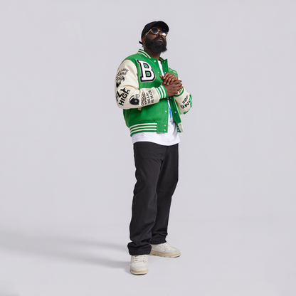 Baladeur Fly High Eagle Varsity Jacket – Green & White