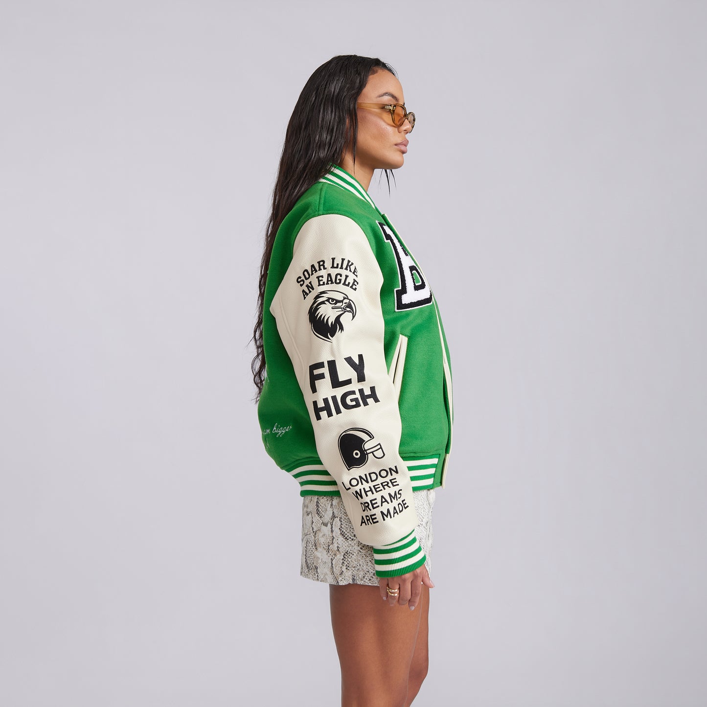 Baladeur Fly High Eagle Varsity Jacket – Green & White