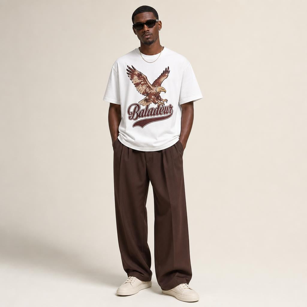 Baladeur Eagle Graphic T‑Shirt – White Vintage‑Inspired Statement Tee