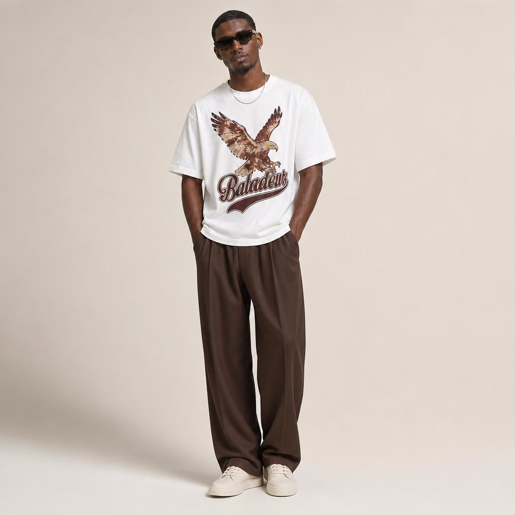 Baladeur Eagle Graphic T‑Shirt – White Vintage‑Inspired Statement Tee
