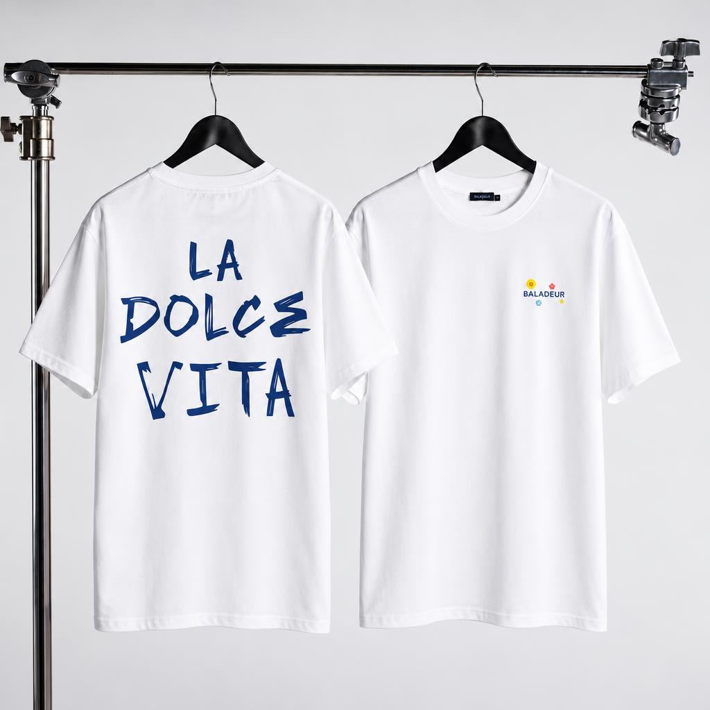 Baladeur La Dolce Vita T‑Shirt – White Minimalist Italian‑Inspired Tee