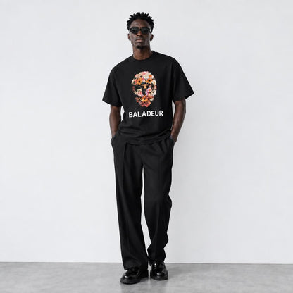Baladeur Floral Balaclava Graphic T‑Shirt – Black Mens