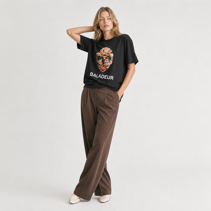 Baladeur Floral Balaclava Graphic T‑Shirt – Black Womens