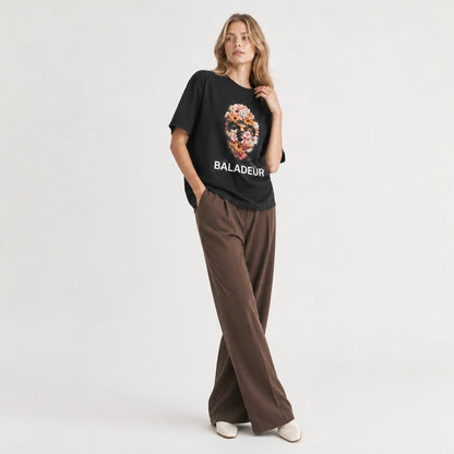 Baladeur Floral Balaclava Graphic T‑Shirt – Black Womens