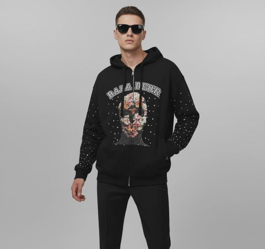 Baladeur Floral Balaclava Graphic Zip Hoodie