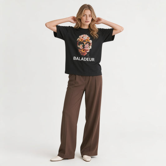 Baladeur Floral Balaclava Graphic T‑Shirt – Black Womens