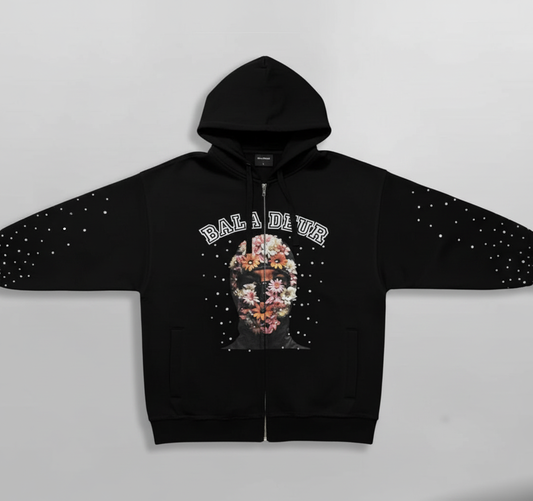 Baladeur Floral Balaclava Graphic Zip Hoodie