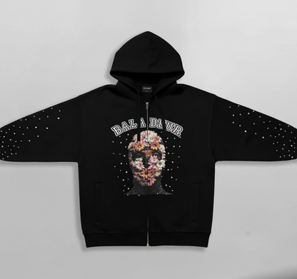 Baladeur Floral Balaclava Graphic Zip Hoodie