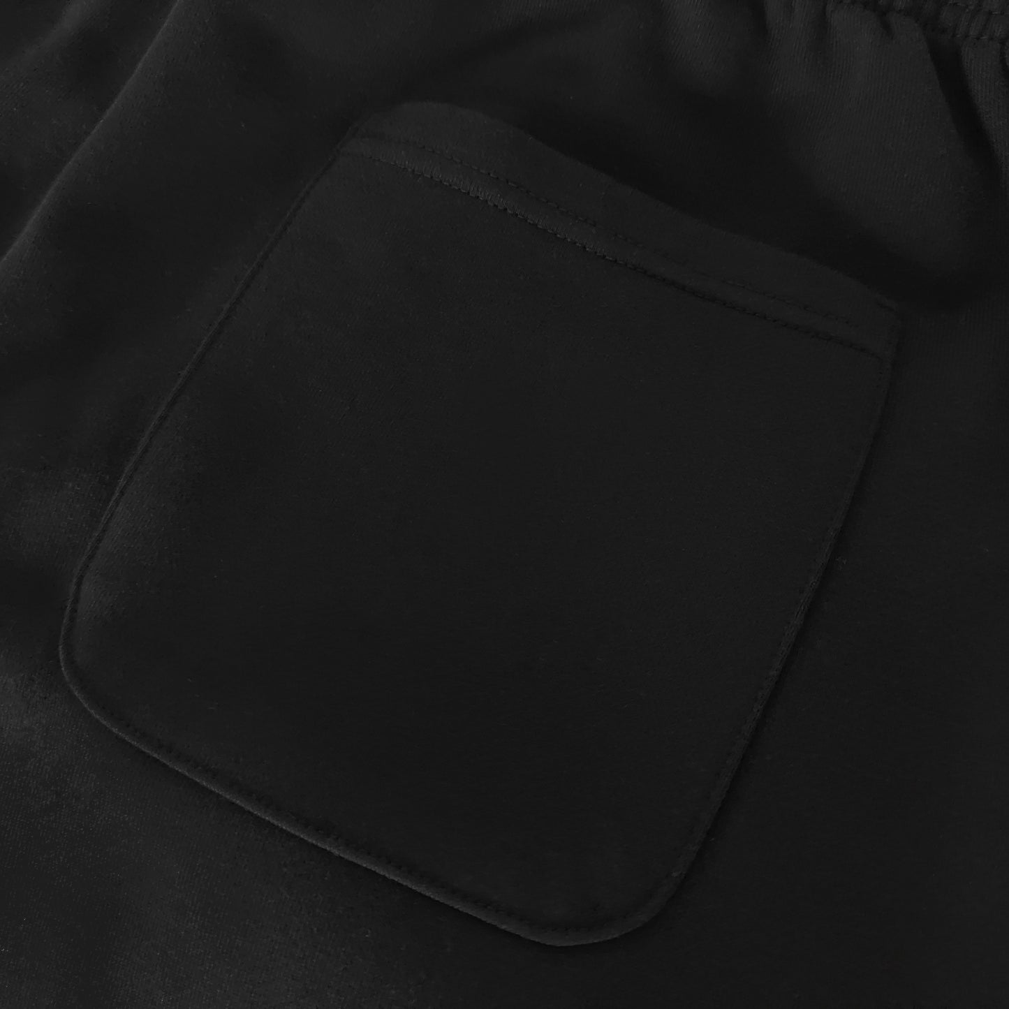 Close-up of a black pocket on a dark background